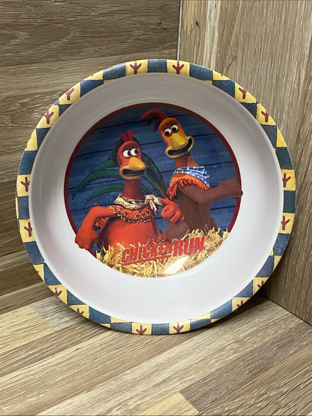 Chicken Run Themed Party Plate - White with Multi-Color Design